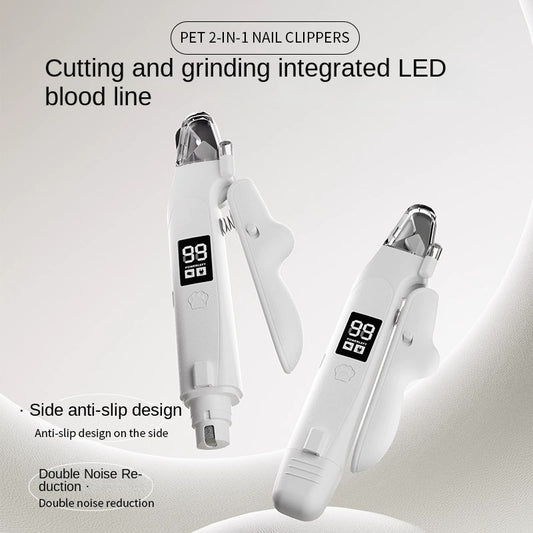 Dual-Function Pet Nail Clipper, Cat Nail Clippers, Dog Electric Nail Grinder, Multi-Functional Animal Nail Trimmer Tool