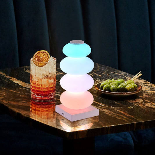 Creative DIY Colorful Romantic Mood Desk Lamp, Bedside Night Light with Wireless Phone Charging, Decorative Table Ornament
